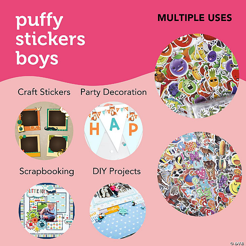 Incraftables Puffy Stickers for Boys 46 Sheets Self Adhesive 3D