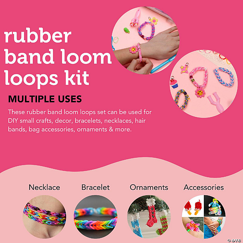 Incraftables Rubber Band Bracelet Making Kit. Rainbow Rubberband Set Y-Loom,  Zipper Hook, S-Clips, Beads, Charms, Tassels & Crochet Hooks