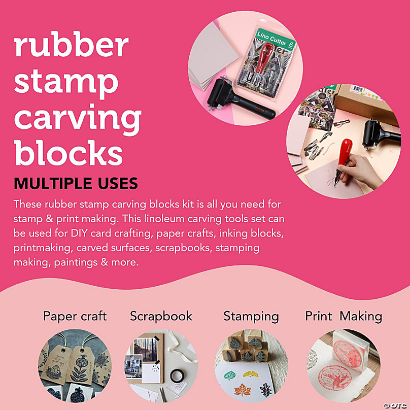 Incraftables Rubber Stamp Kit (5 Pack). Printmaking Linoleum Block