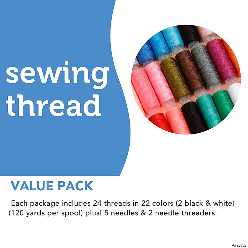 Incraftables Sewing Thread Assortment 24 Threads Set Polyester Thread for Sewing  Machine (360ft per Spool). All Purpose Sewing Thread Kit