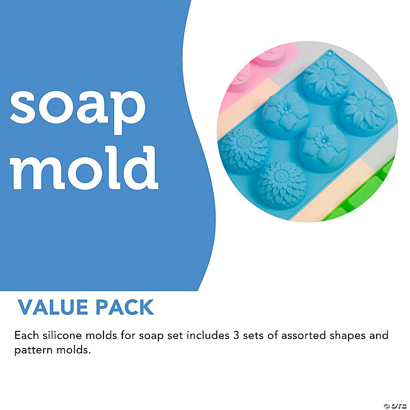 Incraftables Silicone Soap Molds for Soap Making. Assorted Large Soap Molds  (3 Sets). Best Soap Molds Silicone Shapes (Round, Rectangle & Oval) for