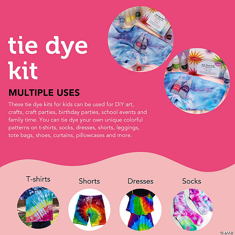 Tie-dye DIY Kit with Rubber Bands Gloves , Safe Non-toxic Shirt Fabric DIY  Fashion Dye