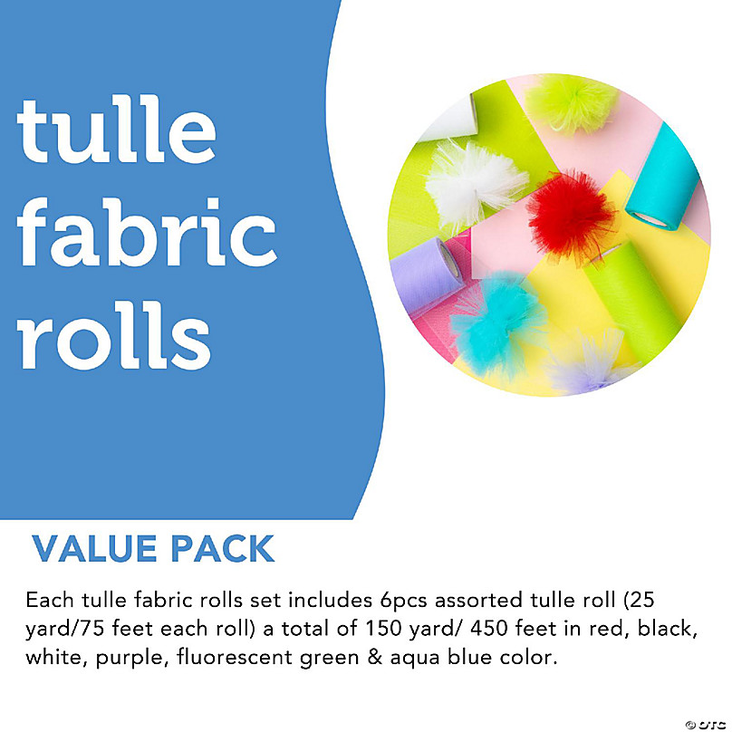 Incraftables Tulle Fabric 6 Rolls 25 Yards/Roll Best for Gift