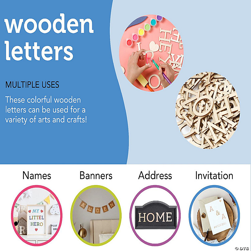 Incraftables Wooden Letters for Crafts (2 inch Big). A-Z Alphabet  Unfinished Wood Letter with 0-9 Numbers & Symbols (172 pcs)