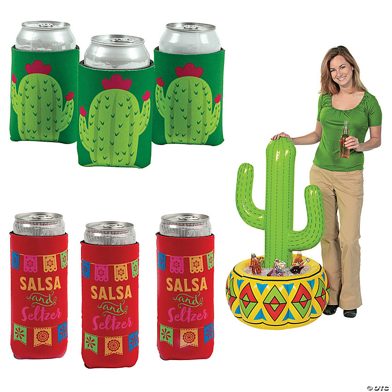 Pack of 6 Inflatable Green Potted Cactus Refreshment Coolers 26