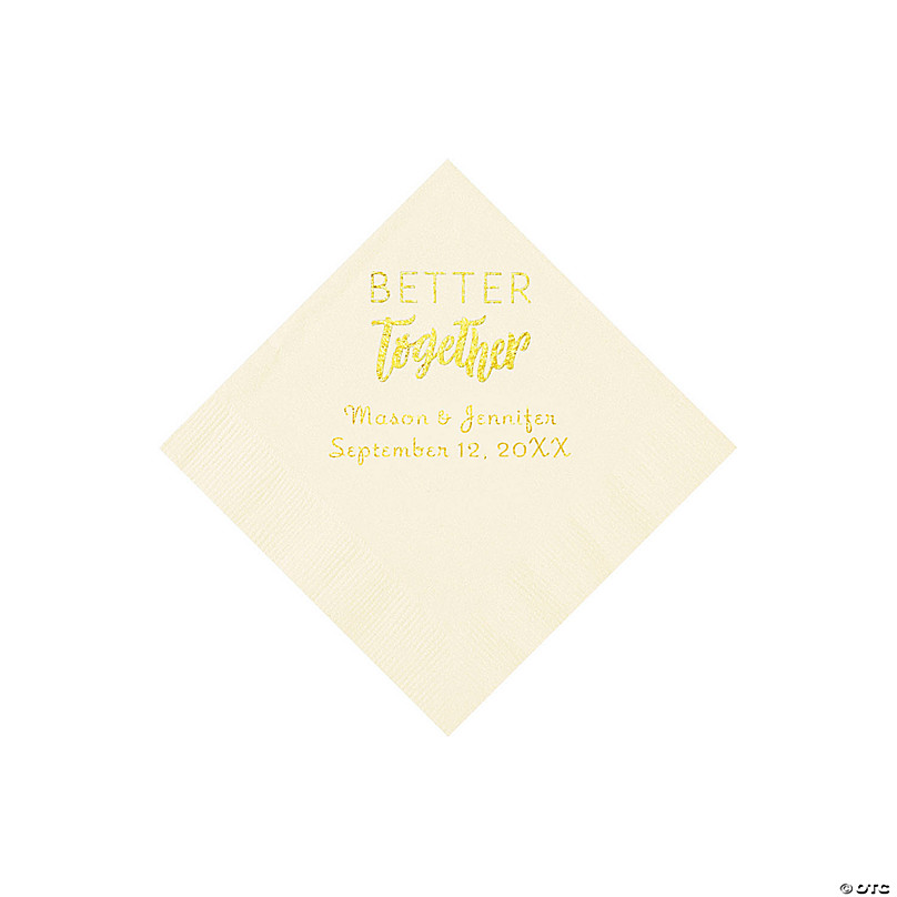 50ct White Blessed Personalized Napkins with Gold Foil Luncheon