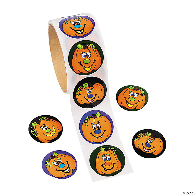 Bulk 144 Pc. Goofy Jack-O'-Lantern Face Stickers