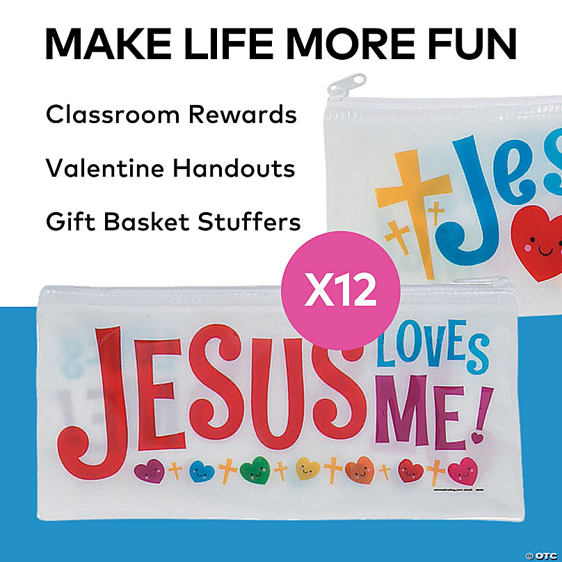 Jesus Loves Me Pencil Case, Assorted, 8.25 x 4 Inches, 1 Piece, Mardel