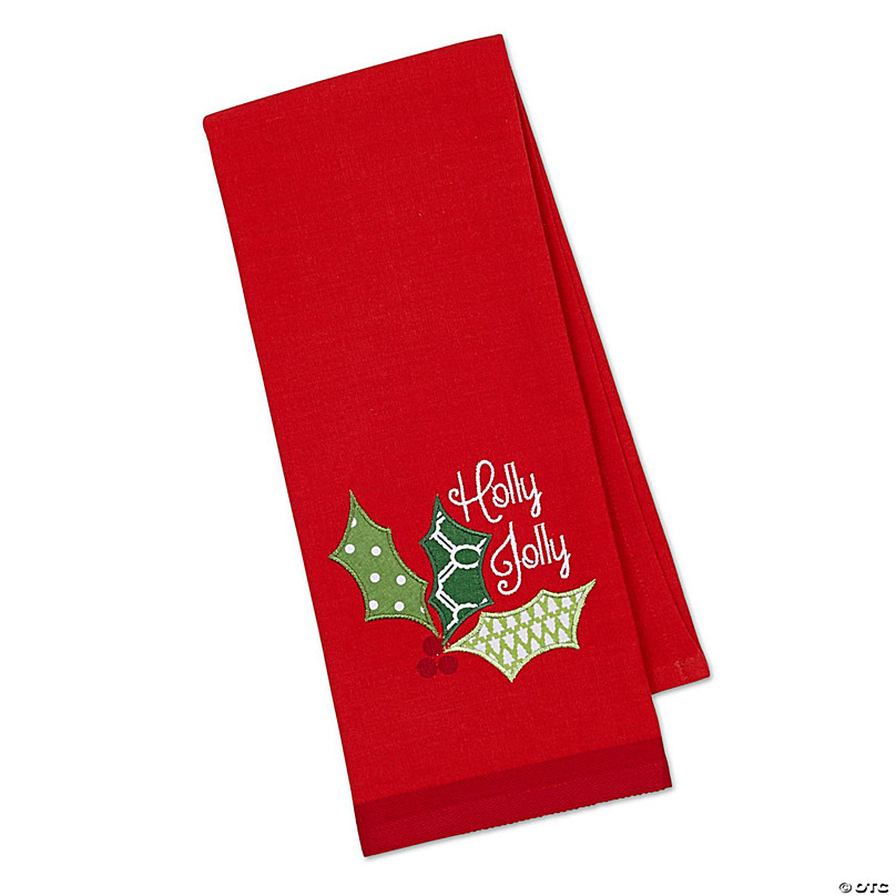 Set of 2 Joy Embroidered Red Kitchen Towels