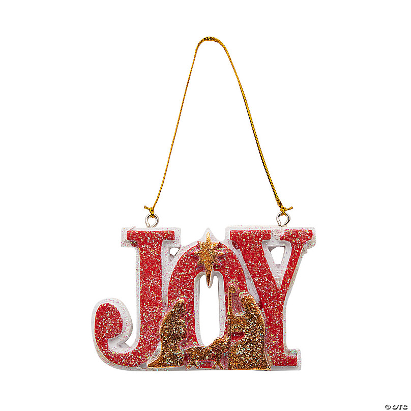 Joy Nativity Silhouette Resin Christmas Ornaments - 12 Pc