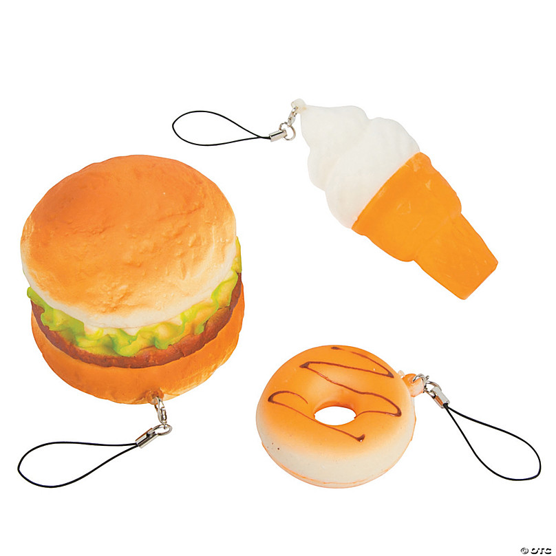 Stuffed Fast-Food Backpack Clip Keychains - 12 Pc.