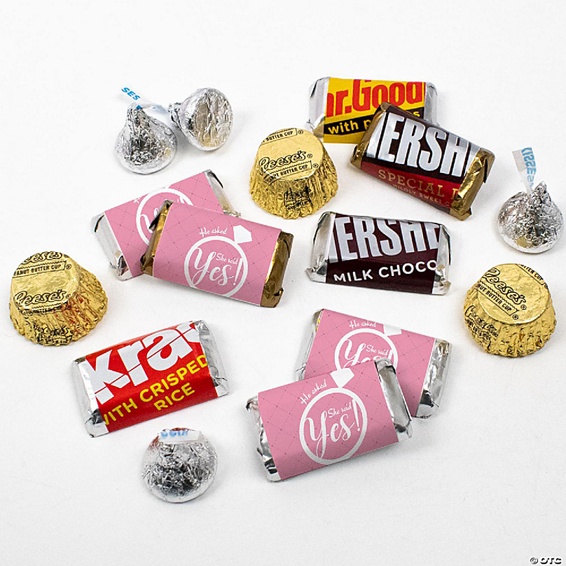 https://s7.orientaltrading.com/is/image/OrientalTrading/FXBanner_808/just-candy-105-pcs-pink-bridal-shower-candy-hersheys-chocolate-party-favors-1-75-lbs-she-said-yes~14365111.jpg