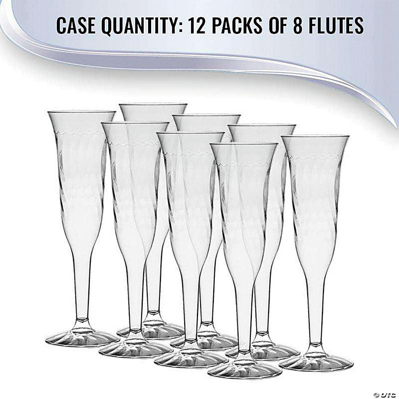 Visions 5 oz. Heavy Weight Clear 1-Piece Plastic Champagne Flute - 96/Case