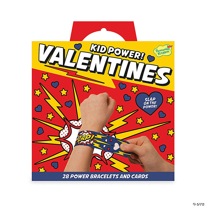 Kids Valentines Day Cards with Slap Bracelets and Stickers