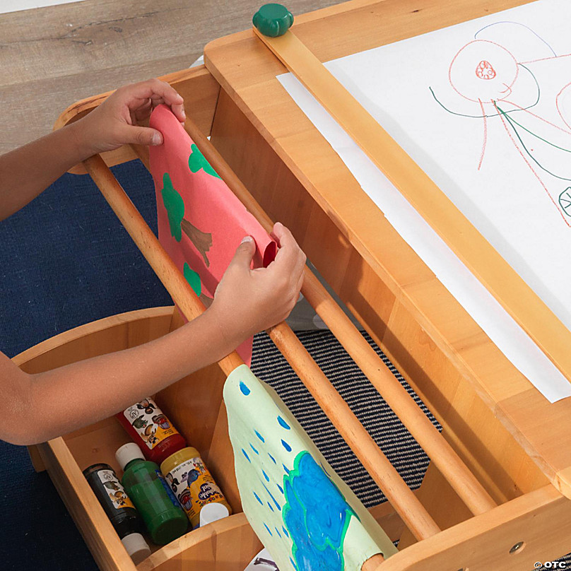 Kidkraft art table with clearance drying rack & storage