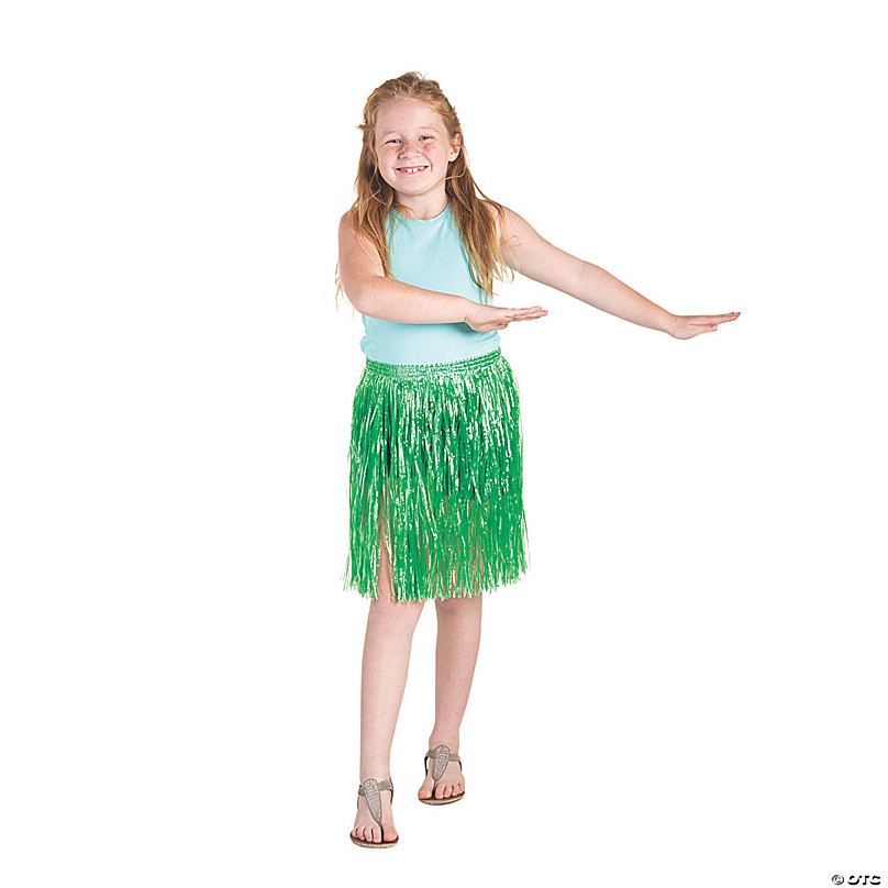 Child Plastic Mini Faux Grass Skirt, 12in
