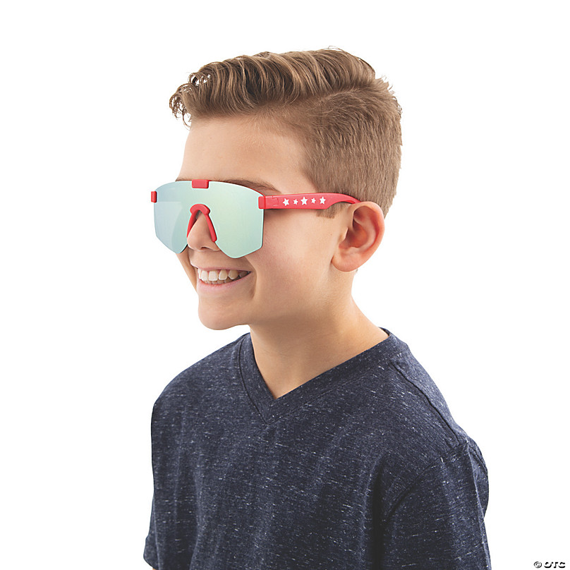 Kids’ Patriotic Retro Shield Sunglasses - 6 Pc.