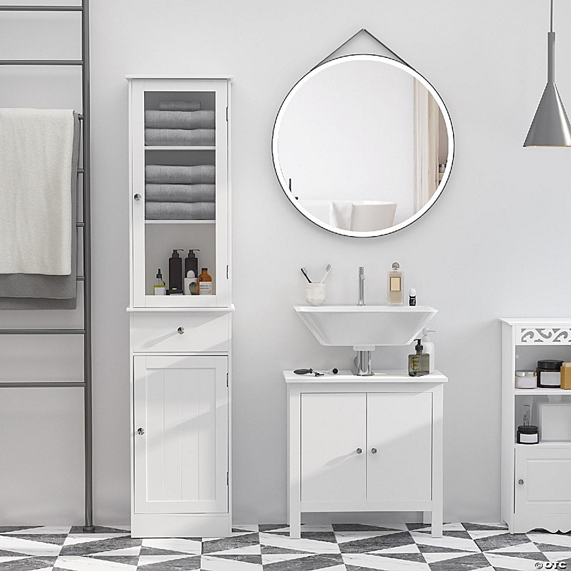 Storage Cabinet with Adjustable Shelf for Corridors Living Rooms Grey kleankin Bathroom Wall Mirror Cabinet Cupboard with Door 