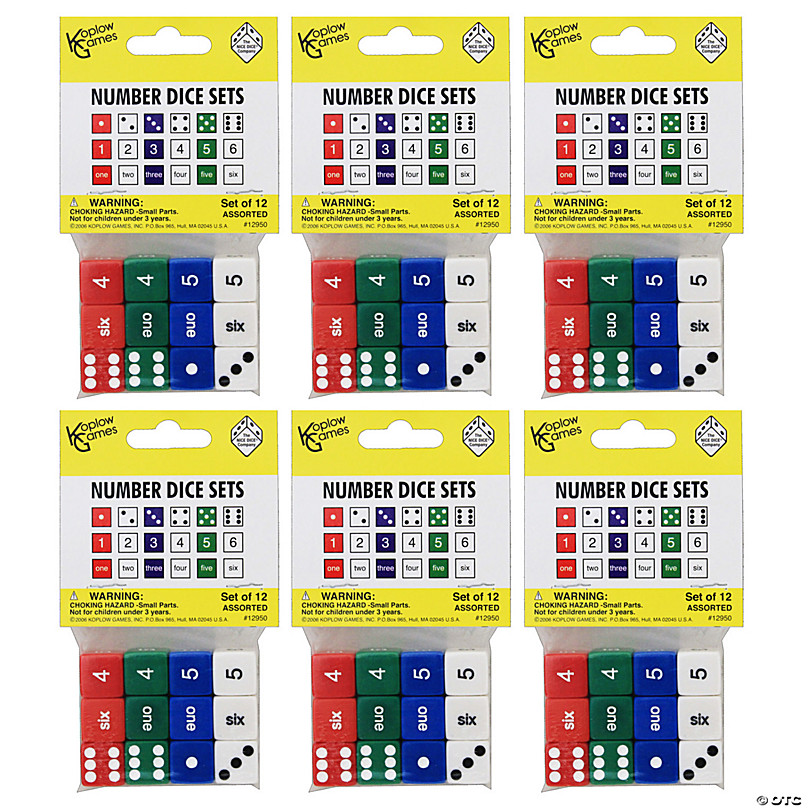 Koplow Games Blank Dice Set with Stickers, 12 per Pack, 6 Packs