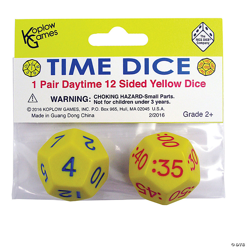 Koplow Games Time Dice, Pair of Yellow (AM), 6 Sets