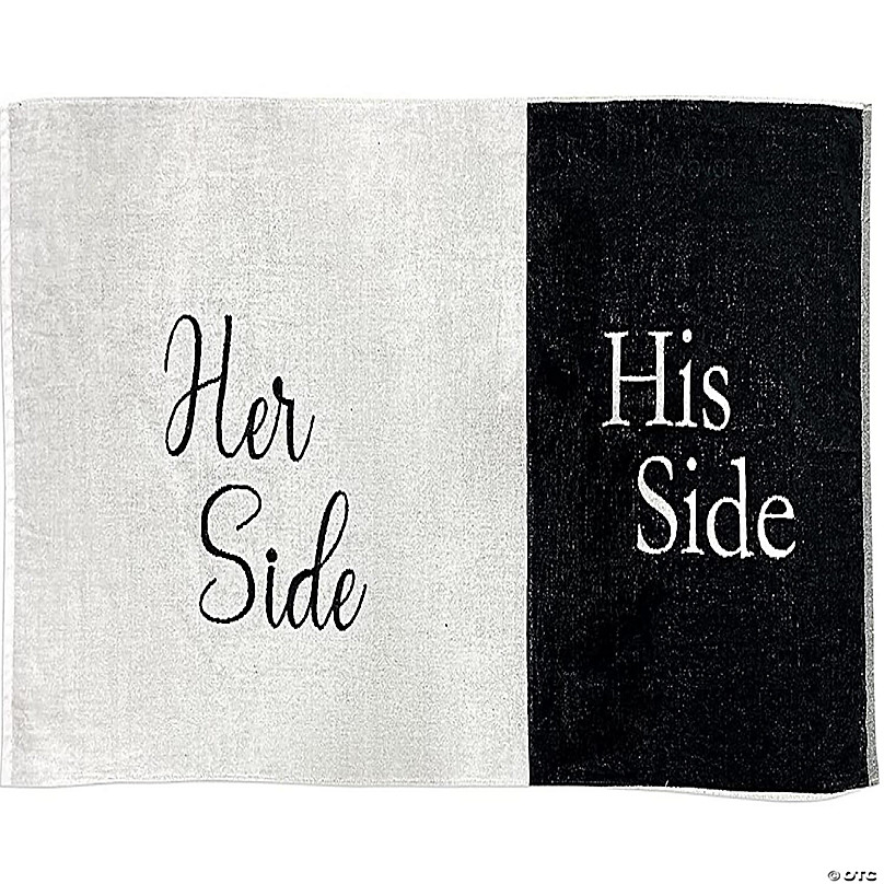 KOVOT Her Side His Side Bath Towel. Funny Gag Cotton Made 30 x 56 Beach  Bath Towel. Wedding or Valentines for Mr. & Mrs. Black & White