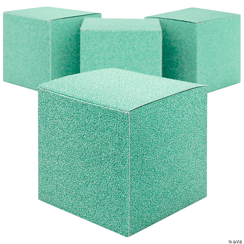Koyal Wholesale Diamond Blue Gift Favor Tuck Boxes, 3 x 3 x 3 Cube Favor Box with Satin Ribbon Bulk 50-Pack, Other