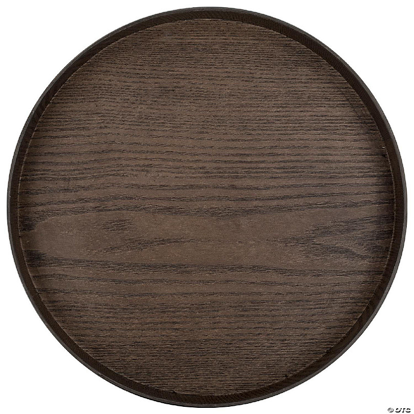 Koyal Wholesale Faux Wood Round Decorative Tray Rustic Wood Tray for  Kitchen Counter, Coffee Table, Brown, 1-Pack