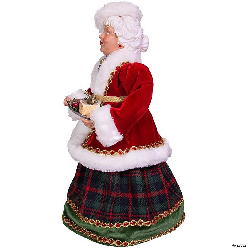 Kurt Adler Kringle Klaus Mrs. Claus with Cookies Santa Christmas  Decoration, 16 inches