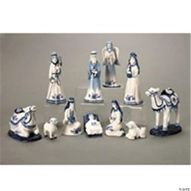 Kurt S. Adler, Inc. J4020 Kurt Adler 1.97-6.7'' Porcelain Delft Blue  Nativity Set, 11-Piece Set