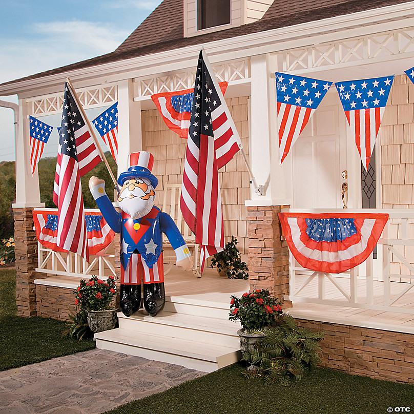 8 - 16 Patriotic Paper Hanging Paper Fans - 6 Pc.