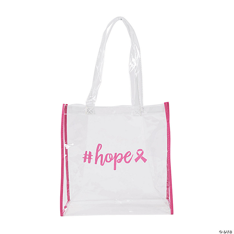 Large Pink Ribbon Clear Tote Bags - 6 