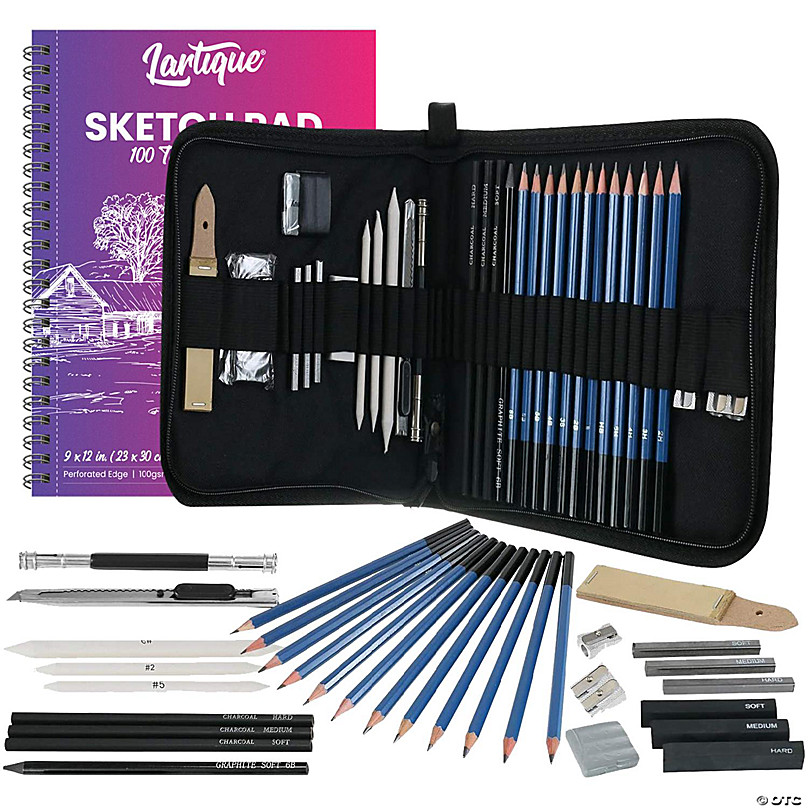 Lartique Art Supplies, 33 Piece Drawing Kit with Drawing Pencils, Drawing  Supplies and Sketchbook