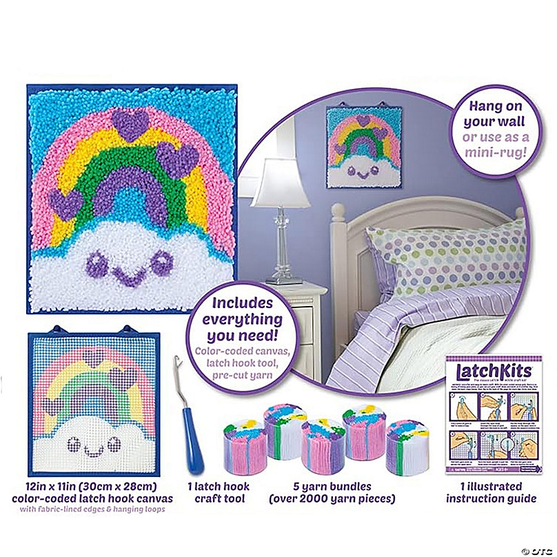 Cute Latch Hook Rug Kits with Colored-Coded Canvas, Helps Your Convenient  and
