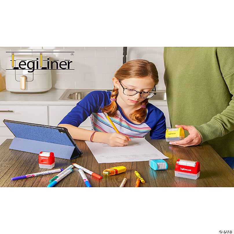 LegiLiner Self-Inking Teacher Stamp-Worm Line Handwriting Lines Stamp Yellow