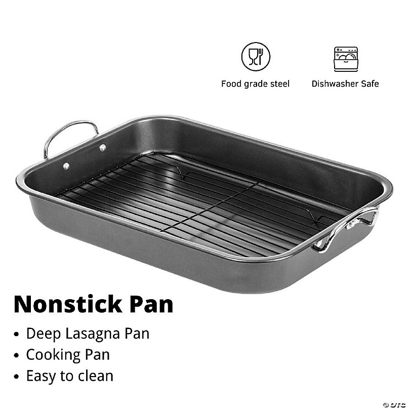 Lexi Home 15 Non Stick Roasting Pan with Flat Rack