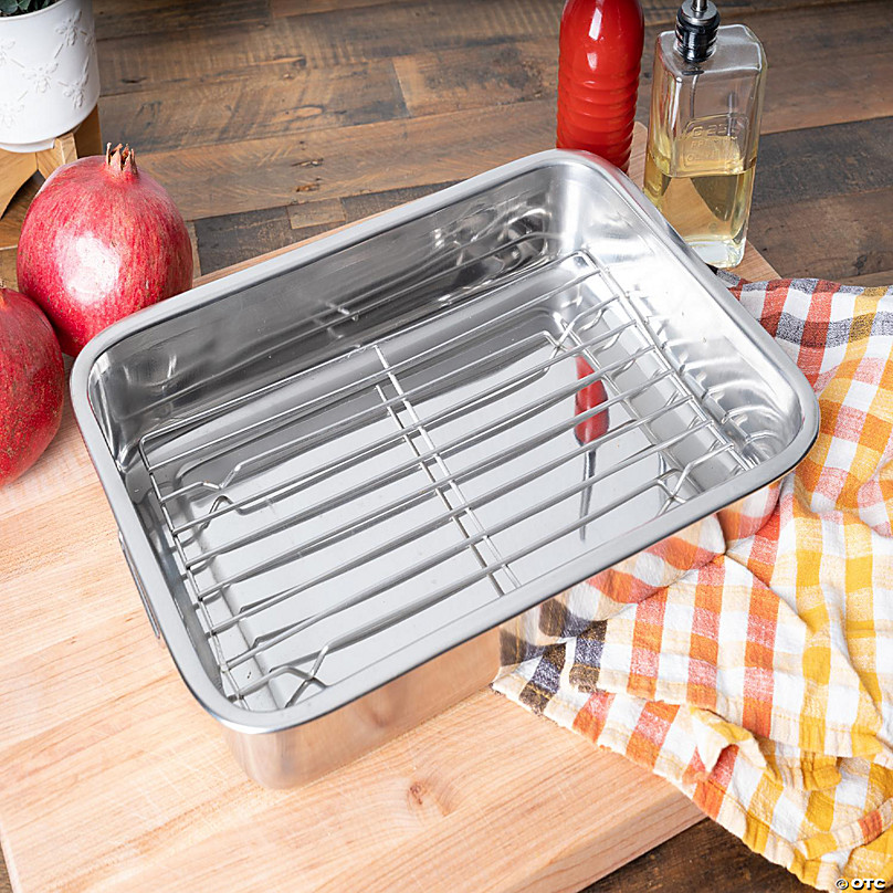 Stainless Steel Roasting Pan with Rack by Lexi Home - 16 - Lexi Home