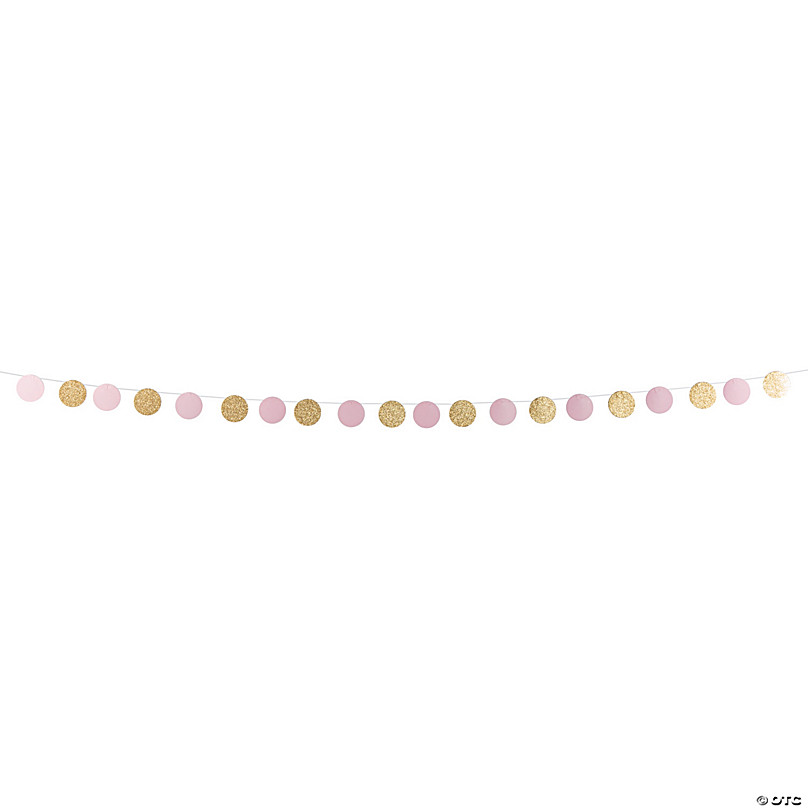 Light Pink & Gold Glitter Circle Garland - Discontinued