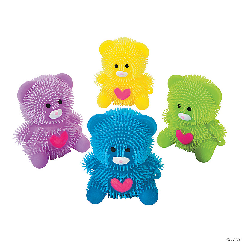 4 Teddy Bear Squishy Heart Puffer Toy Gift 