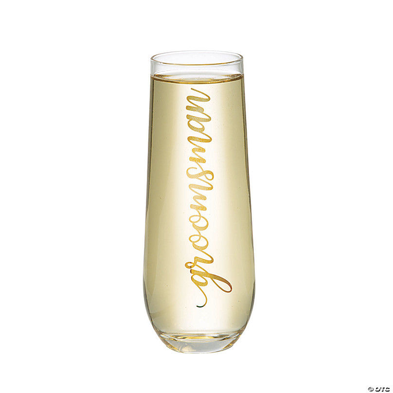 Gold Foil Maid of Honor Stemless Wedding Glass Champagne Flute