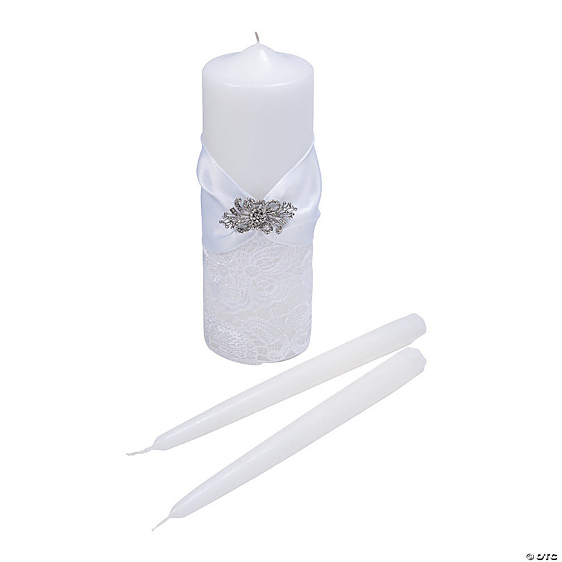 TWO BECOME Heart Wedding White Unity Candle Set COLOR Option 