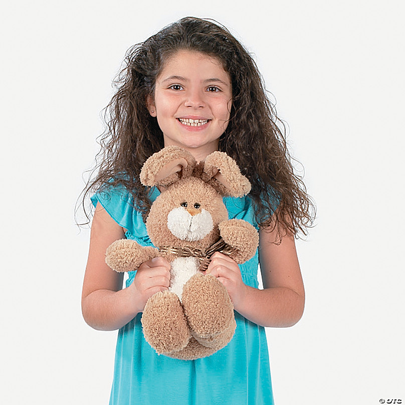 Long-Eared Soft Brown Stuffed Bunny with Bow - Discontinued