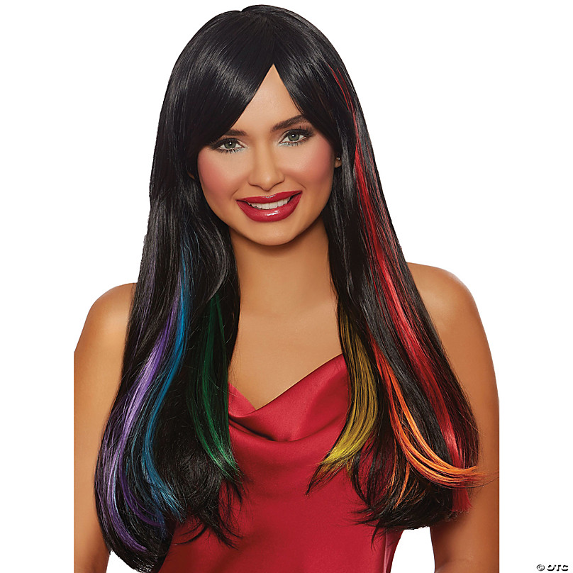 Long Straight Hidden Rainbow Wig | Oriental Trading