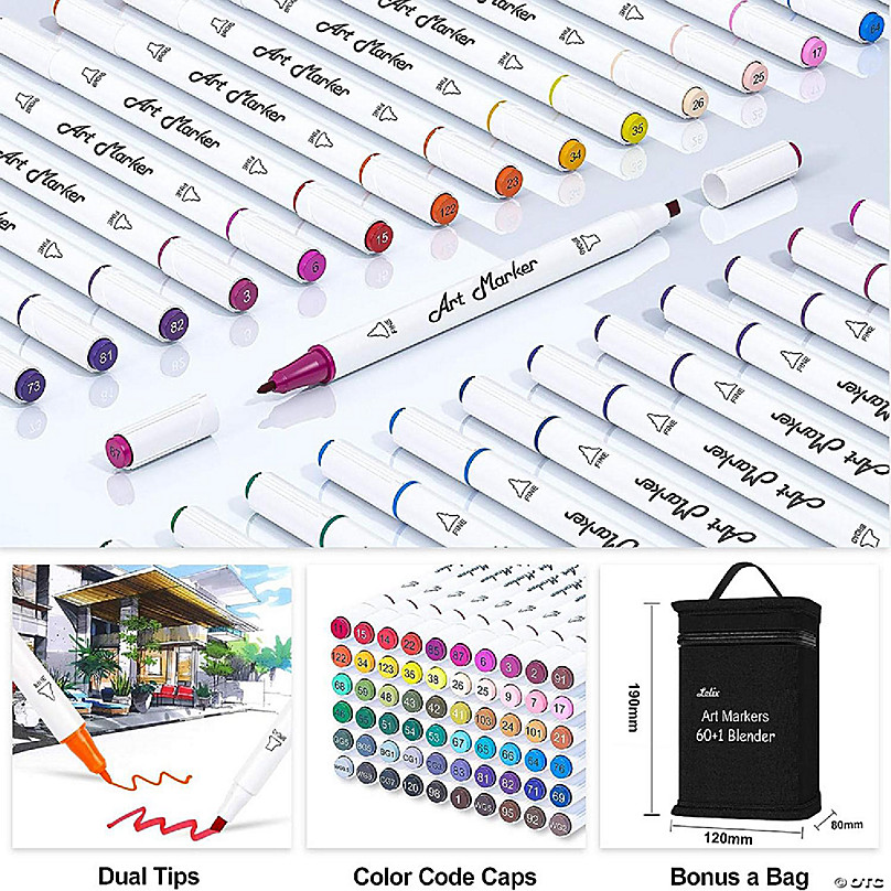 60pcs Letter Graphic ABS Markers, Simple Basic Permanent Markers For  Drawing