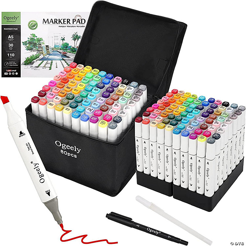 Loomini, Assorted Colors, 80 Color Dual Tip Art Markers Set, 1 set