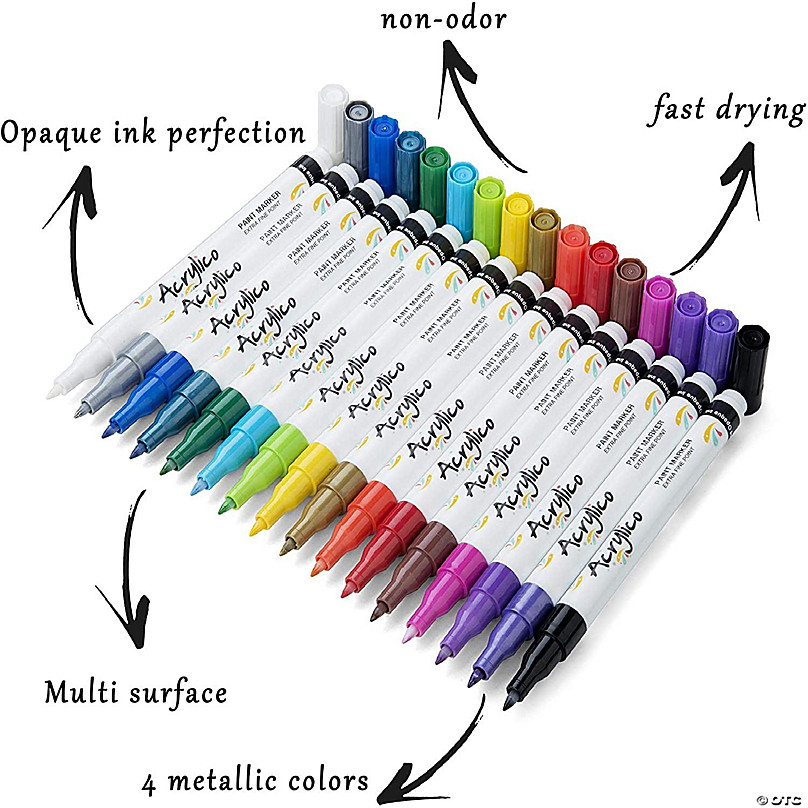 Loomini, Assorted Colors, Dual Tip Acrylic Paint Pens, 1 set