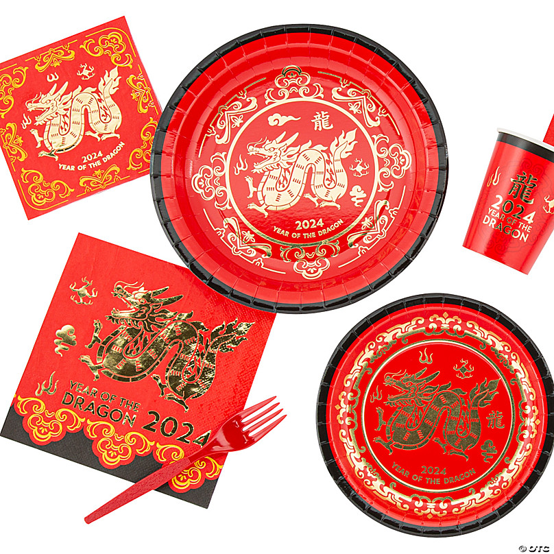 Chinese New Year of the Dragon 2024 Paper Decoration Party Pack