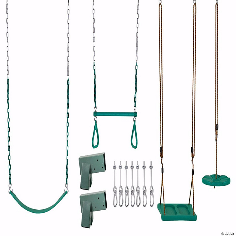 Machrus Swingan Diy Swing Set Kit With Belt Swing Trapeze Bar Disc Swing And Standing Swing Green~14247851 