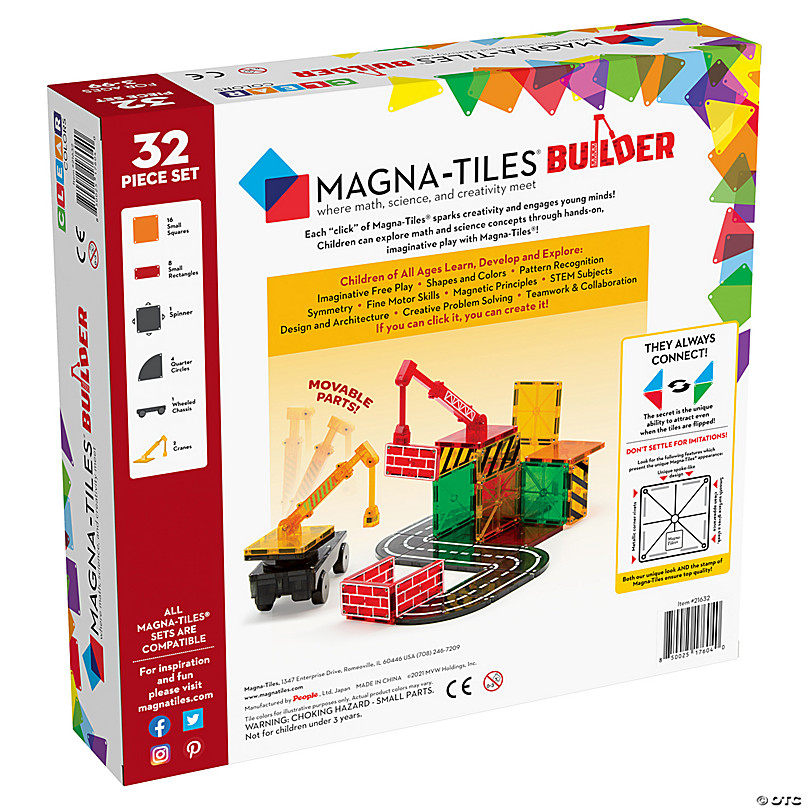 MAGNA-TILES® Classic 32-Piece Magnetic Construction Set, The ORIGINAL  Magnetic Building Brand