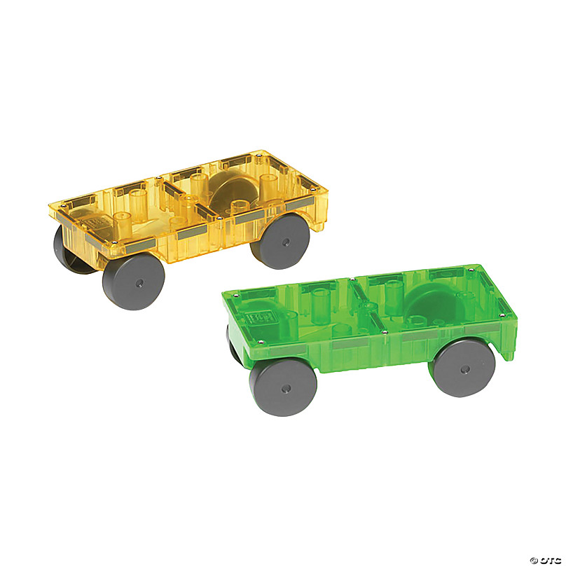 MAGNA-TILES® Cars – Green & Yellow 2-Piece Magnetic Construction Set, The ORIGINAL  Magnetic Building Brand