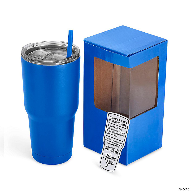 Zak! 30 Oz. Stainless Steel Tumbler with Handle Lid and Straw Blue
